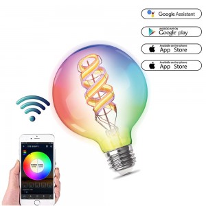 Spiral filament alexa google decorative smart bulb G40 G125 5W RGBW  compatible with Alexa, Google Home