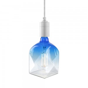 DIY pendant lamps with colored bulbs fade blue square decorative bulbs