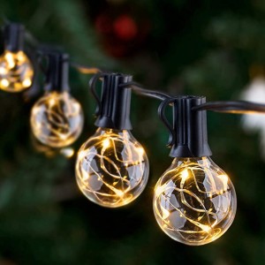LED String Lights 50Ft 50led G40/G12,  Waterproof IP45 Indoor/Outdoor Garden Lights with 50 E12 Sockets for Christmas Decorations,Yard,Home,Wedding Party