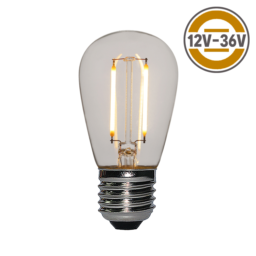 12V plastic edison bulb S14 2W  waterproof IP68 bulb string Edison bulb
