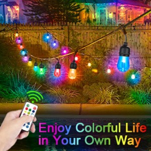 RGBW Remote control festoon string lights ,Waterproof Timer Solar Patio Lights for Patio, Garden, Gazebo, Yard, Outdoors