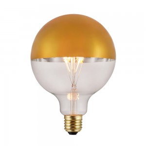 Top mirror Sliver Gold Black Edison bulbs Globe G125 filament led lamps BSCI Lighting factory